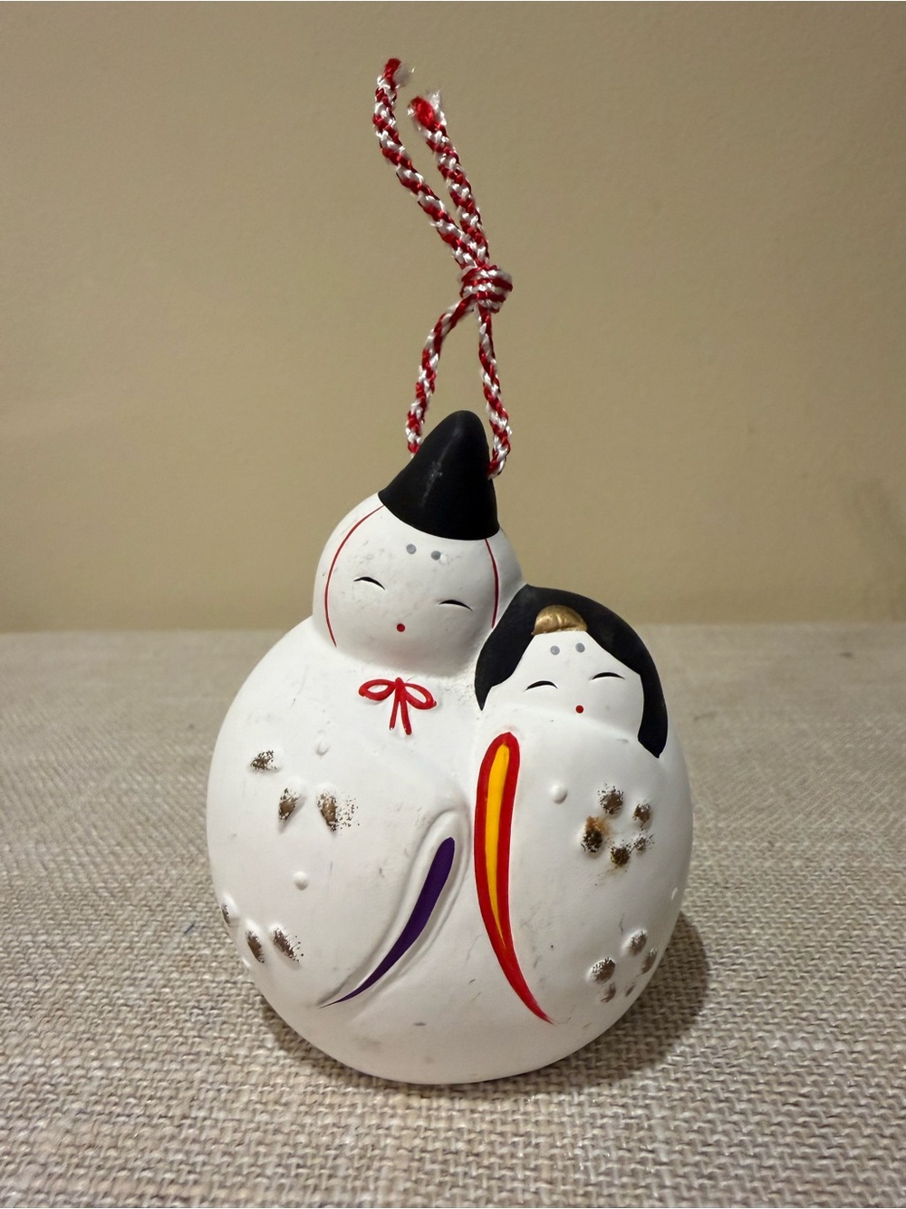 Yakushigama Japanese Clay Bell Dorei Hina Doll Figurine Vintage Chime